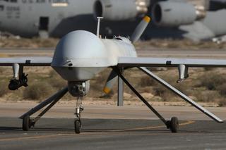 Air Force MQ-1B Predator unmanned aerial vehicle (UAV), carrying a Hellfire air-to-surface missile lands at a secret air base in the Persian Gulf region on January 7, 2016. The U.S. military and coalition forces use the base, located in an undisclosed location, to launch airstrikes against ISIL in Iraq and Syria, as well as to distribute cargo and transport troops supporting Operation Inherent Resolve. The Predators at the base are operated and maintained by the 46th Expeditionary Reconnaissance Squadron, currently attached to the 386th Air Expeditionary Wing.